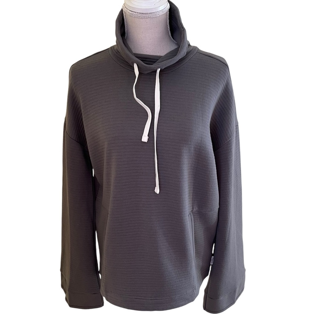 UpWest Grey Wide Ribbed High Neck Drawstring Sweatshirt XS NEW